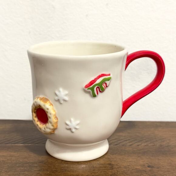 NWT: Anthropologie - Holifaye, Red Handle, Hand-Painted, Stoneware Coffee Mug - Picture 3 of 7